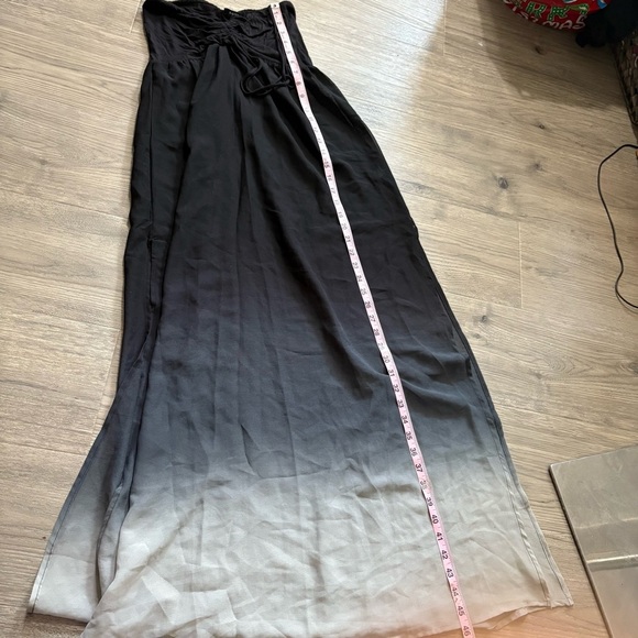 Raviya Strapless Sheer Maxi Cover Up Halter Sz S  Black Gray Ombre Side Slit - Picture 5 of 7